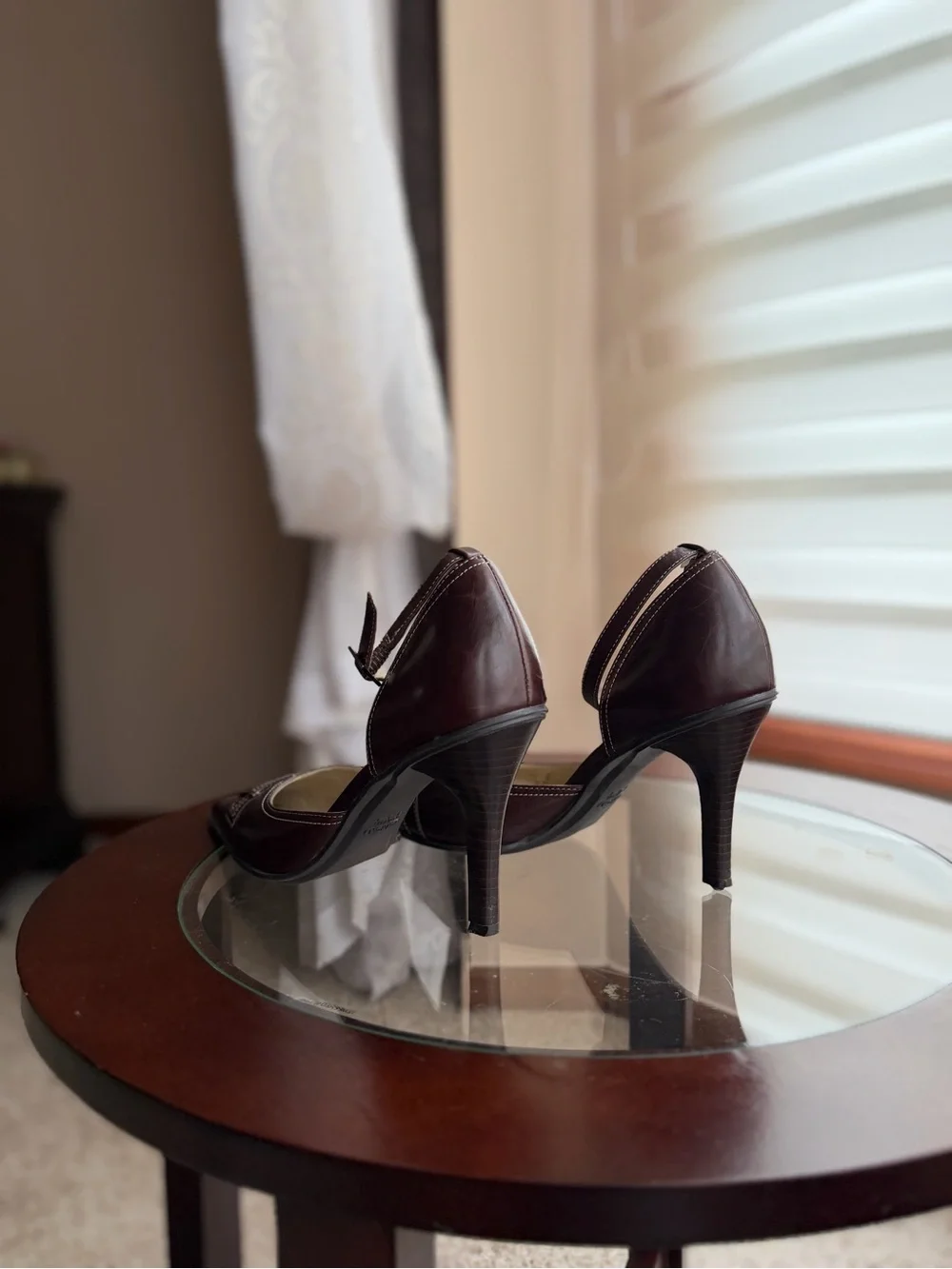 Joan & David Pointed Ankle-Strap Pumps in Dark Brown Leather